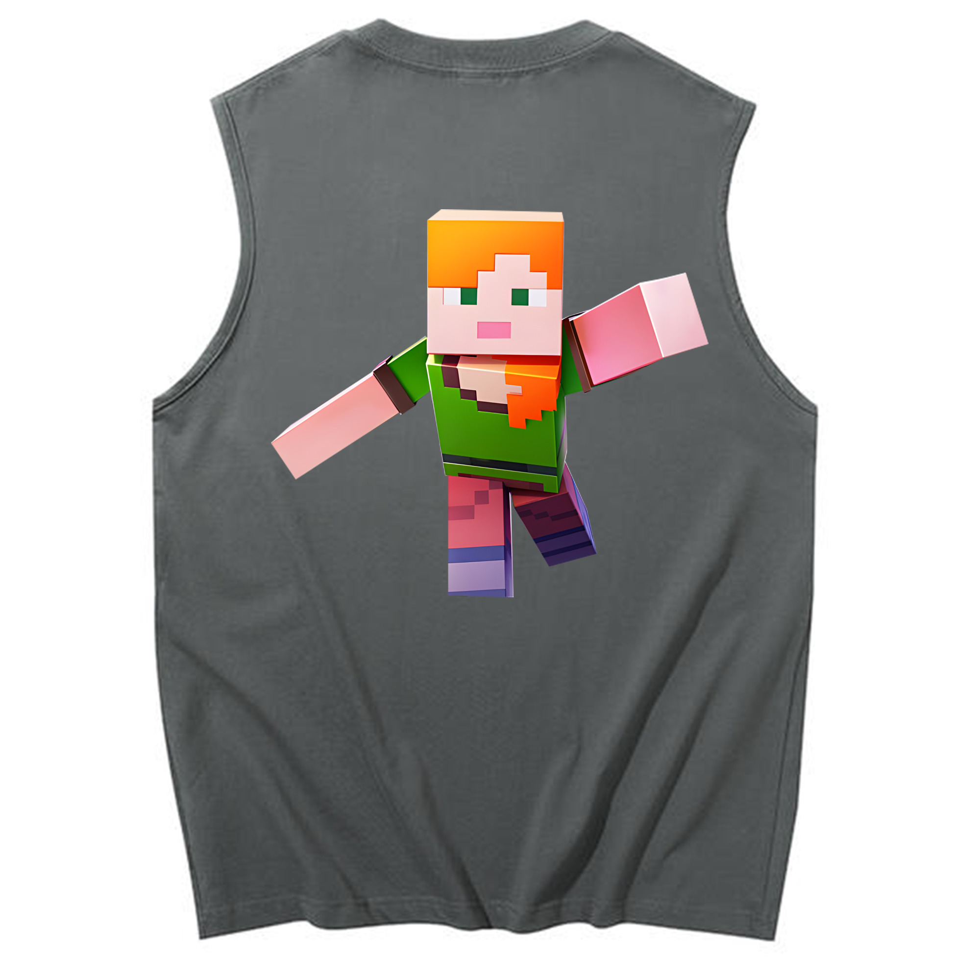（画像用） マインクラフト ブロックの世界 Minecraft MC Block world コットン100％タンクトップ（背面プリント）
